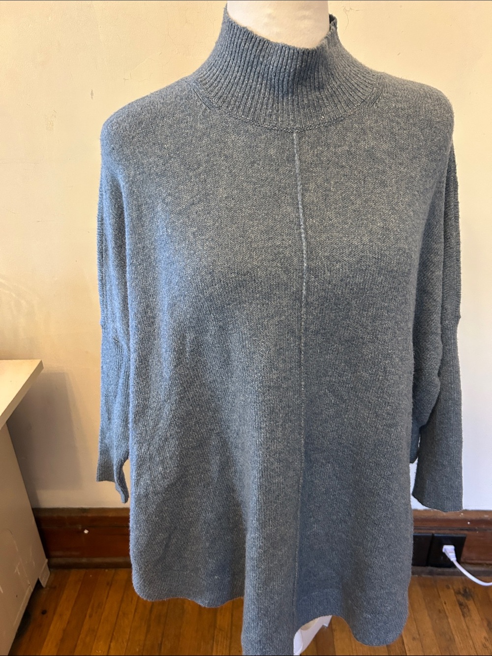 Loft Mock Neck Tunic Sweater in Heather Slate Size XS EUC